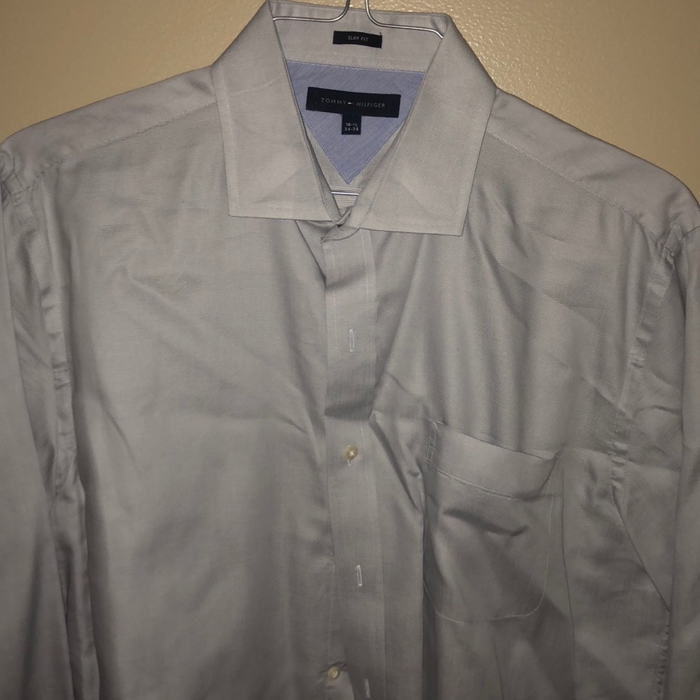 Grey Tommy Hilfiger Slim Fit Button Down Sz 16.5